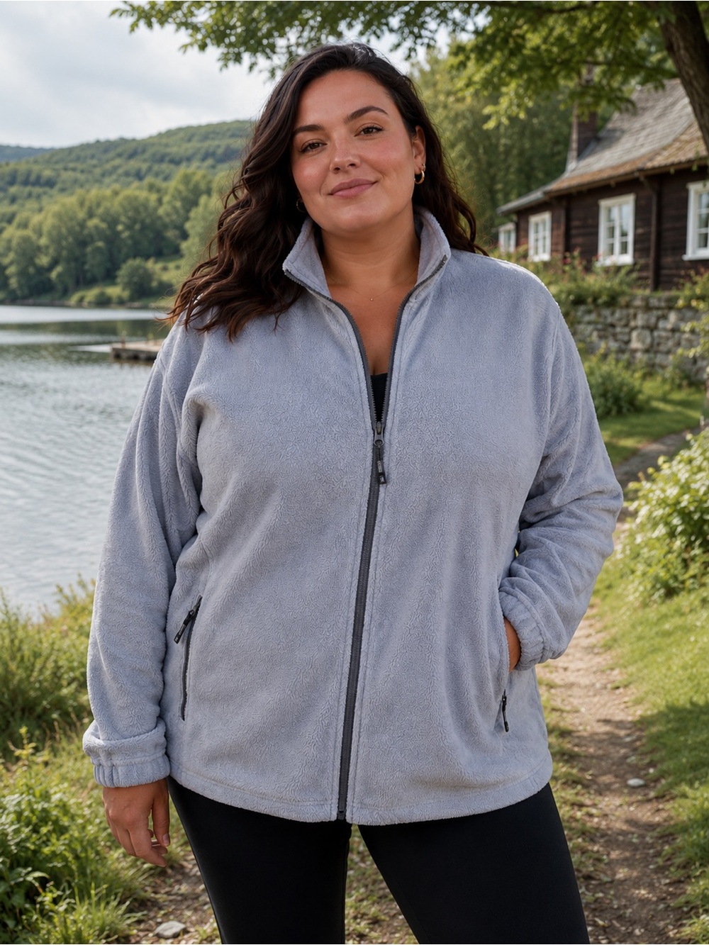 Cabela's Light Gray Full-Zip Teddy Fleece Jacket 2XL